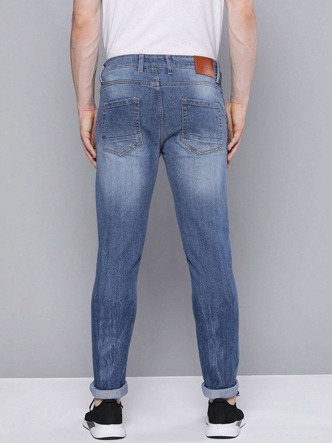 Men's Blue Slim Fit Solid Mid-Rise Stretchable Jeans - Image 3