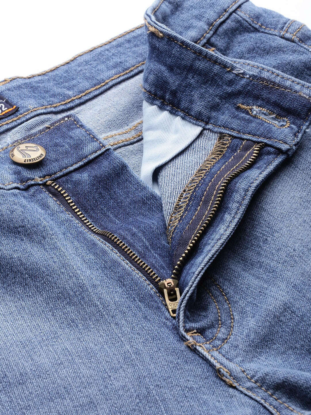 Men's Blue Slim Fit Solid Mid-Rise Stretchable Jeans - Image 4