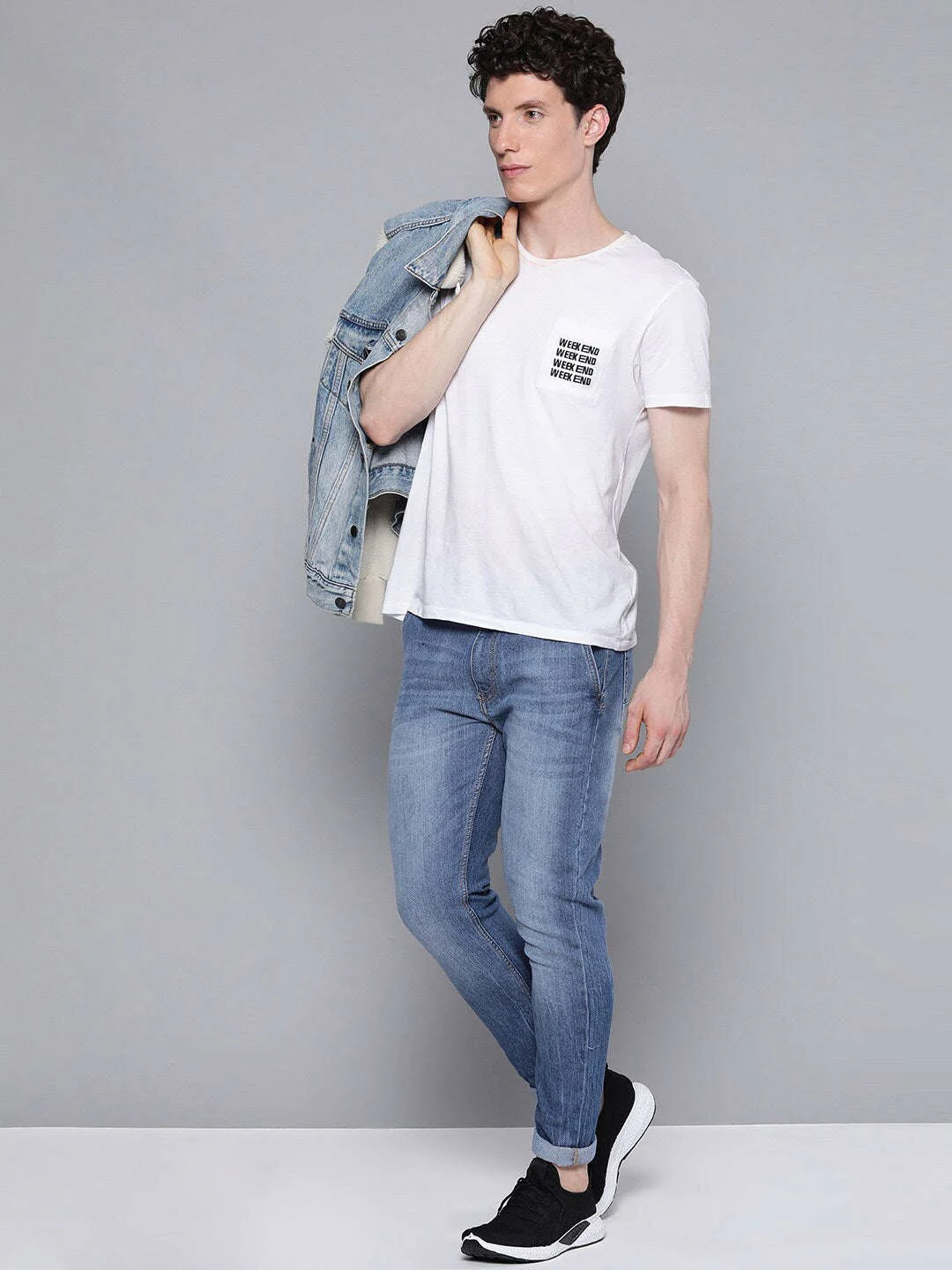 Men's Blue Slim Fit Solid Mid-Rise Stretchable Jeans - Image 5