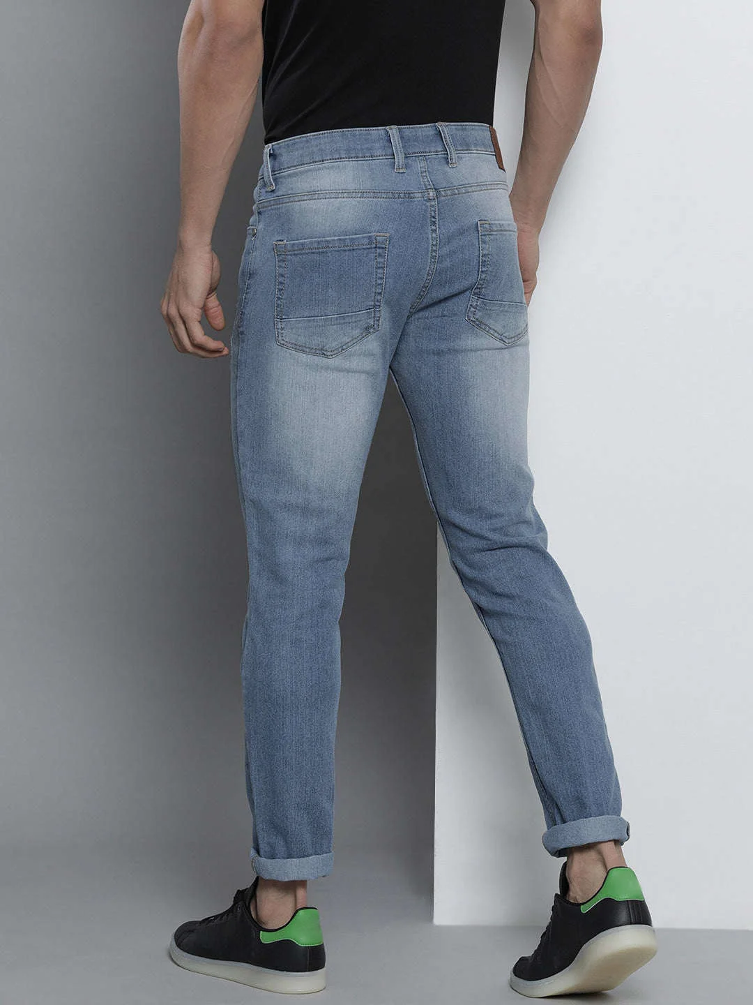 Men's Blue Slim Fit Solid Mid-Rise Stretchable Jeans - Image 3