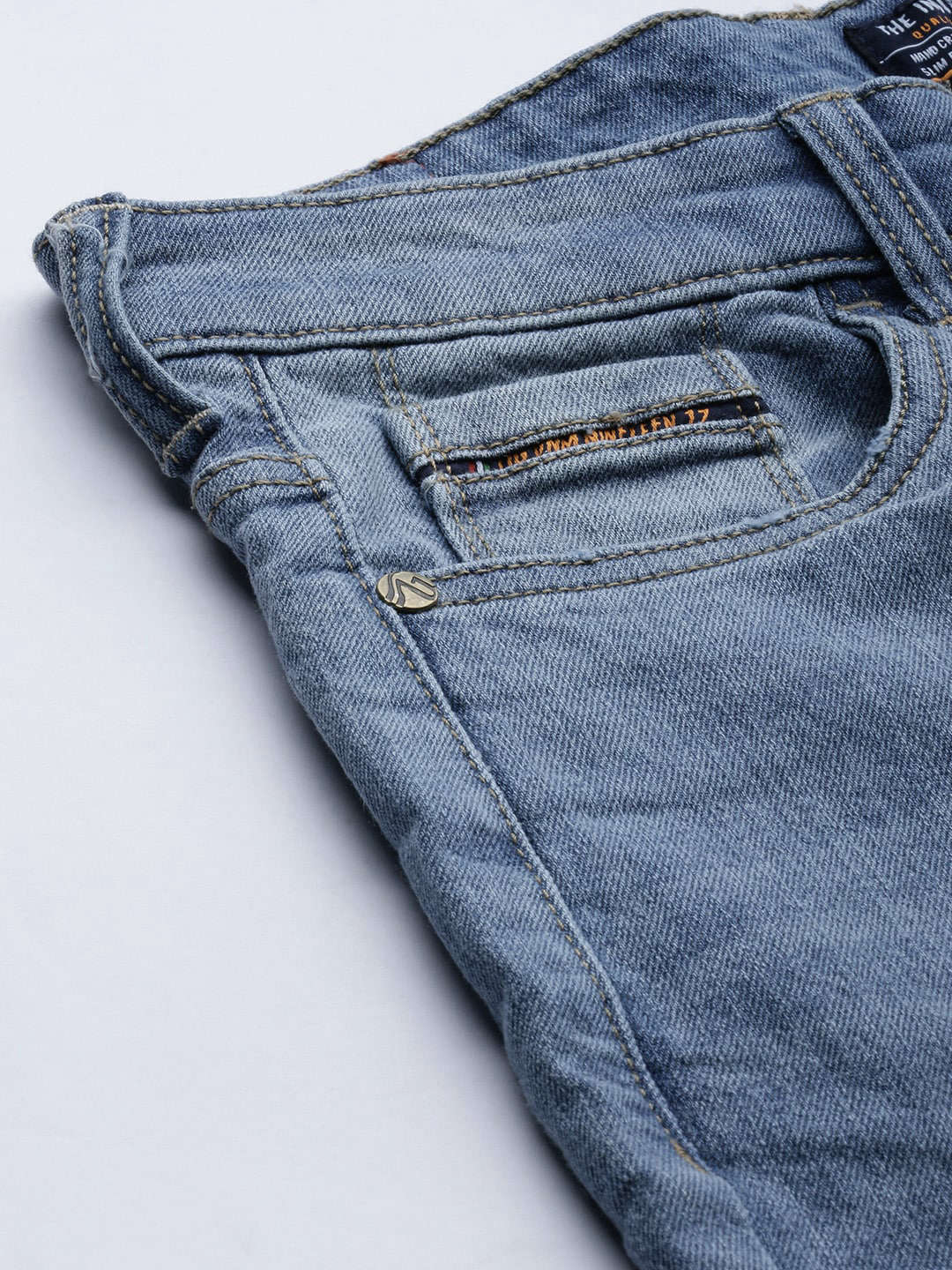 Men's Blue Slim Fit Solid Mid-Rise Stretchable Jeans - Image 6