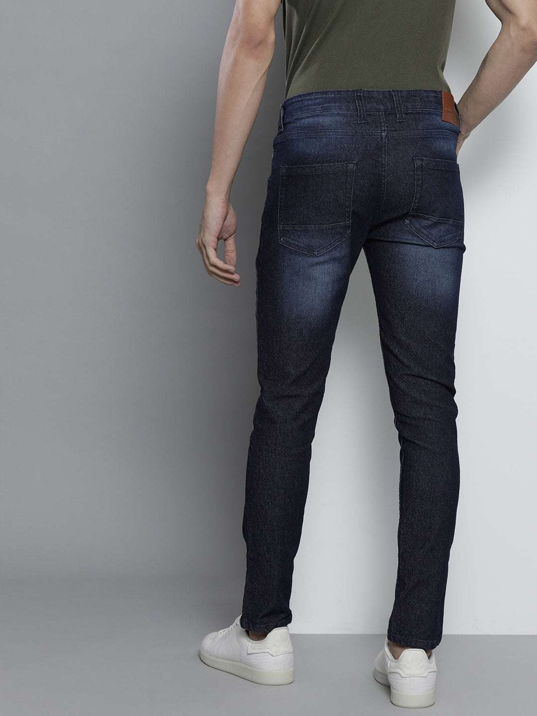 Men's Blue Slim Fit Solid Mid-Rise Stretchable Jeans - Image 3