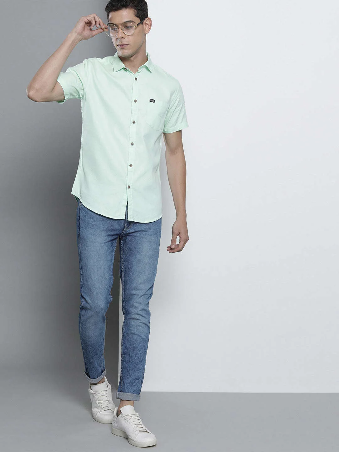 Men's Blue Slim Fit Solid Mid-Rise Stretchable Jeans - Image 5