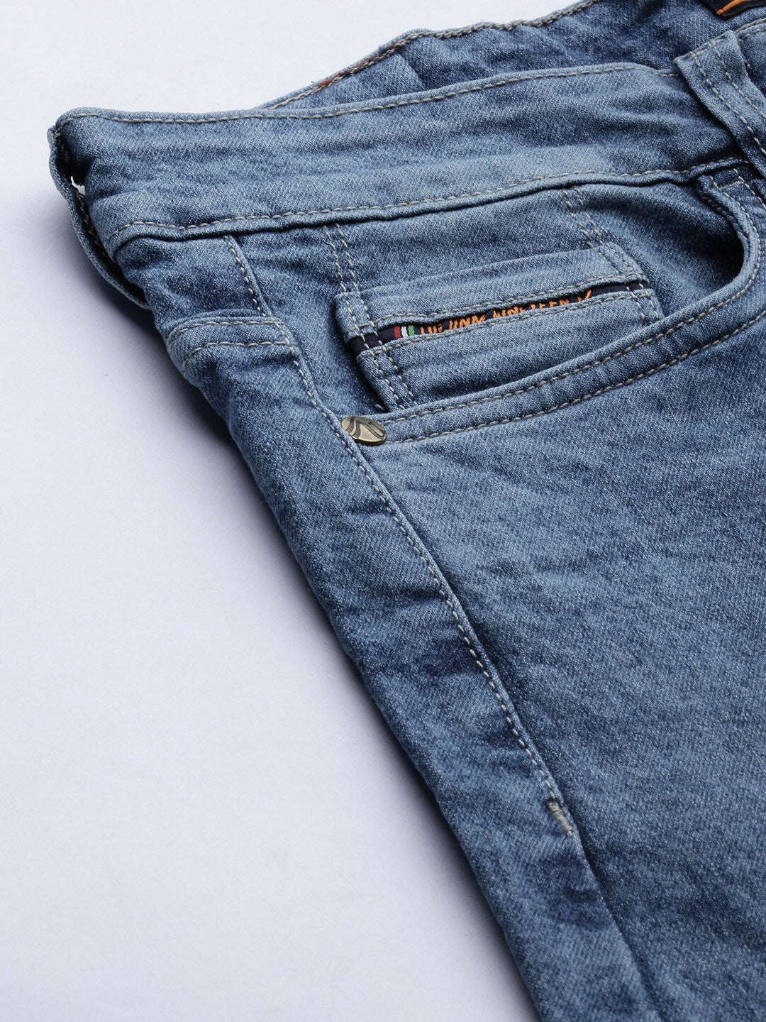 Men's Blue Slim Fit Solid Mid-Rise Stretchable Jeans - Image 6