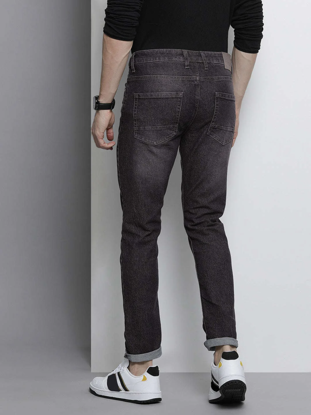 Men's Black Slim Fit Solid Casual Jeans - Image 3