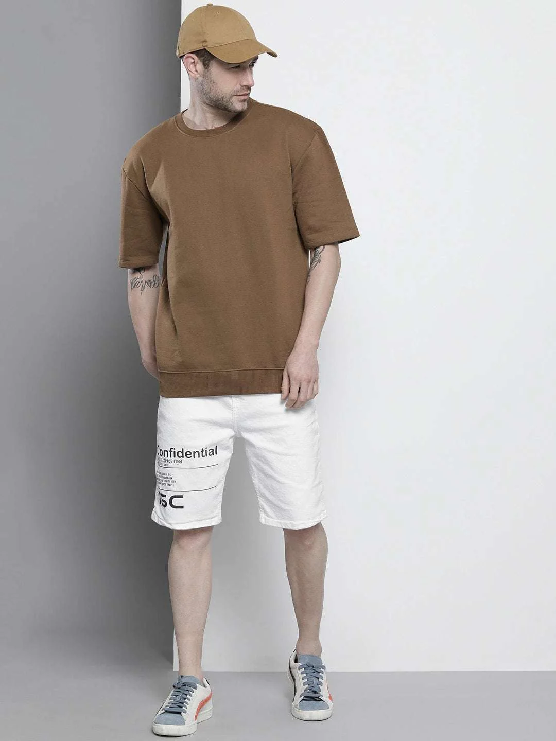 Men's White Slim Fit Printed Casual Shorts - Image 6