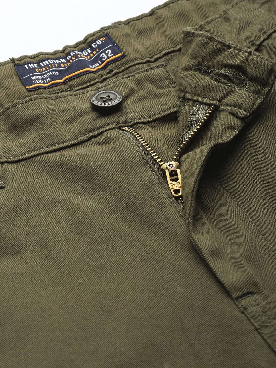 Men's Olive Slim Fit Solid Casual Shorts - Image 5