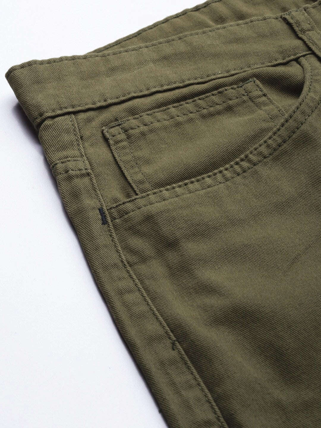 Men's Olive Slim Fit Solid Casual Shorts - Image 7