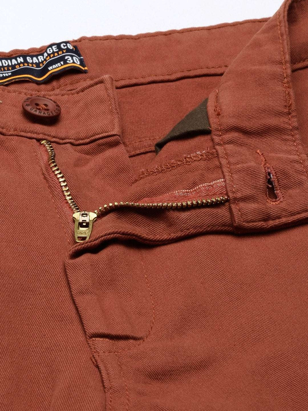 Men's Rust Slim Fit Solid Casual Shorts - Image 5
