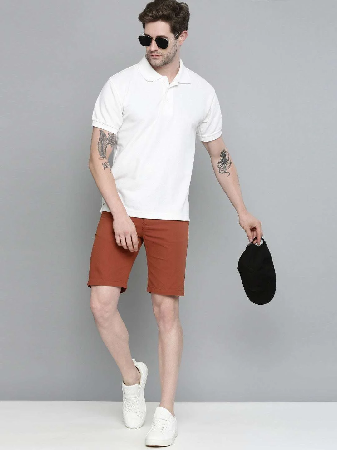 Men's Rust Slim Fit Solid Casual Shorts - Image 6