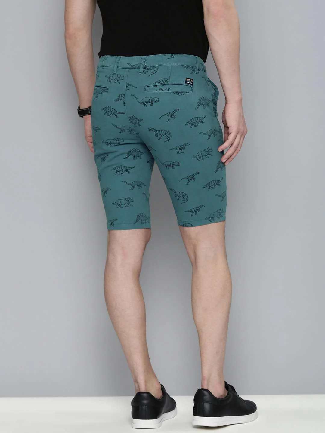 Men's Teal Slim Fit Solid Casual Shorts - Image 4
