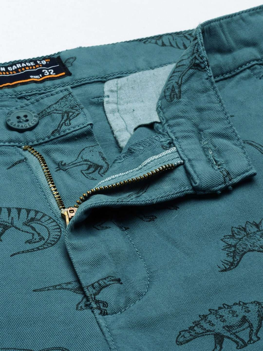 Men's Teal Slim Fit Solid Casual Shorts - Image 5