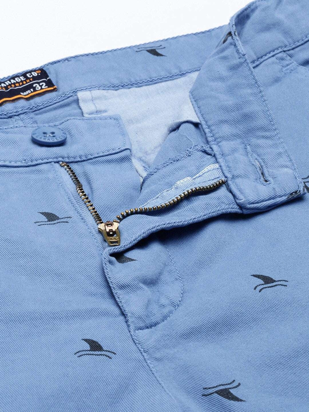 Men's Blue Slim Fit Solid Casual Shorts - Image 5