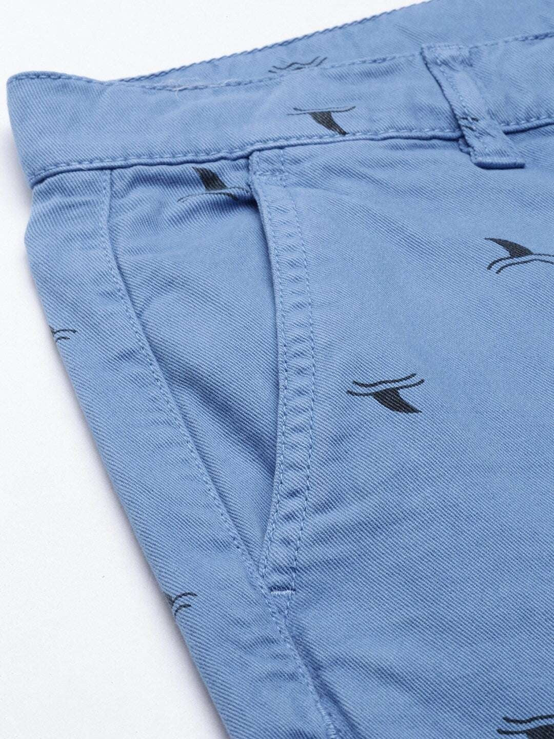 Men's Blue Slim Fit Solid Casual Shorts - Image 7