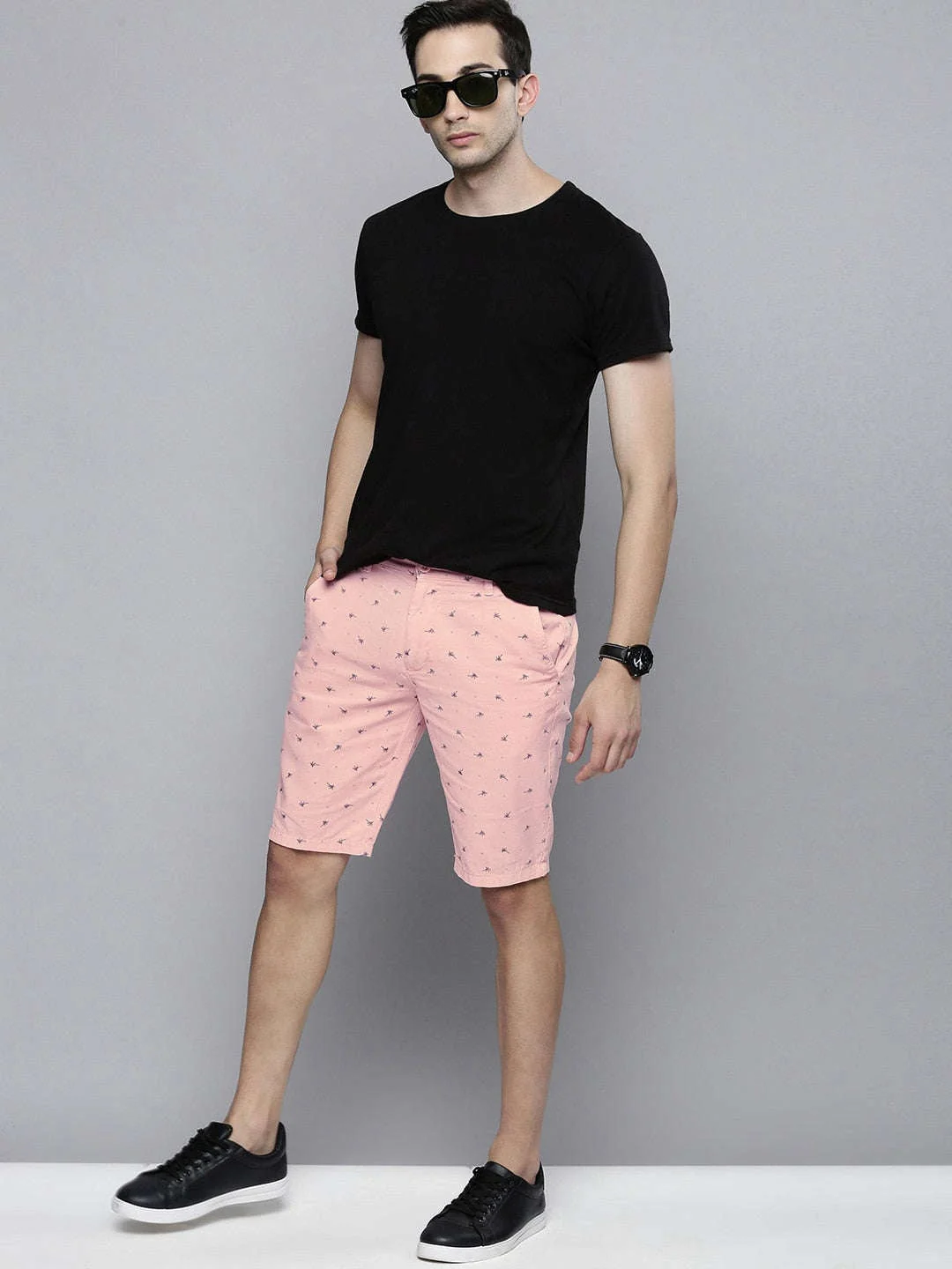 Men's Silver Slim Fit Solid Casual Shorts - Image 6