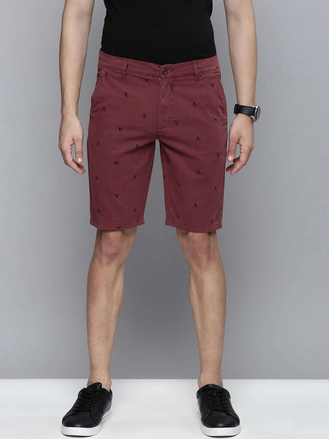 Men's Maroon Slim Fit Solid Casual Shorts - Image 2