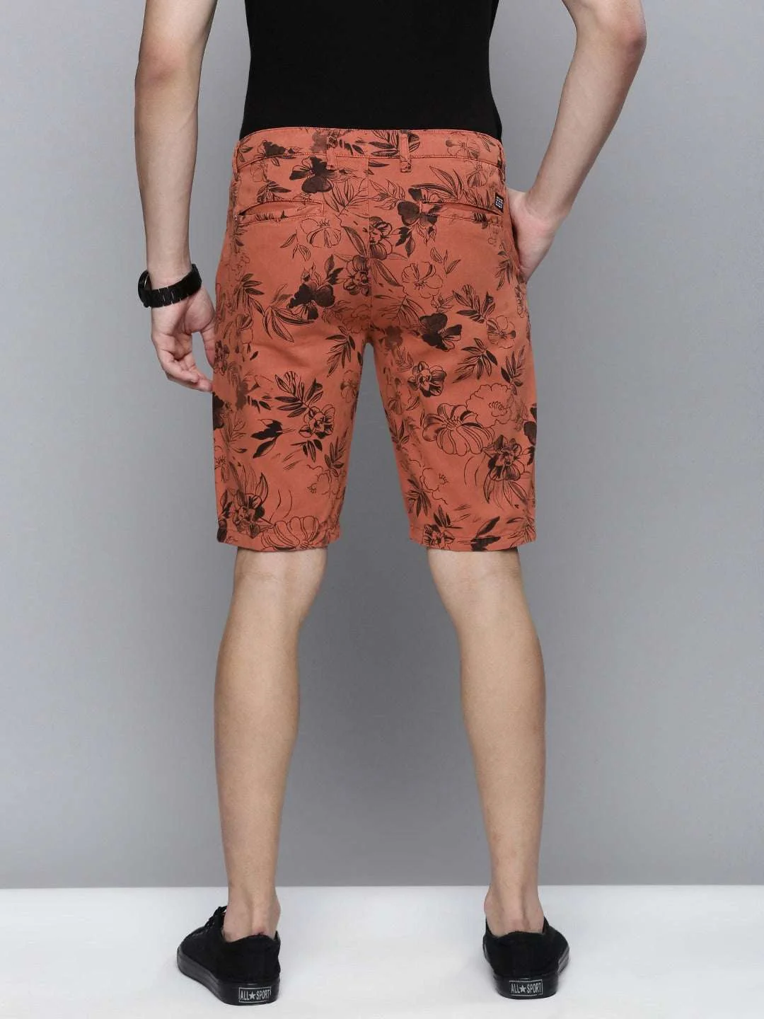 Men's Rust Slim Fit Solid Casual Shorts - Image 4