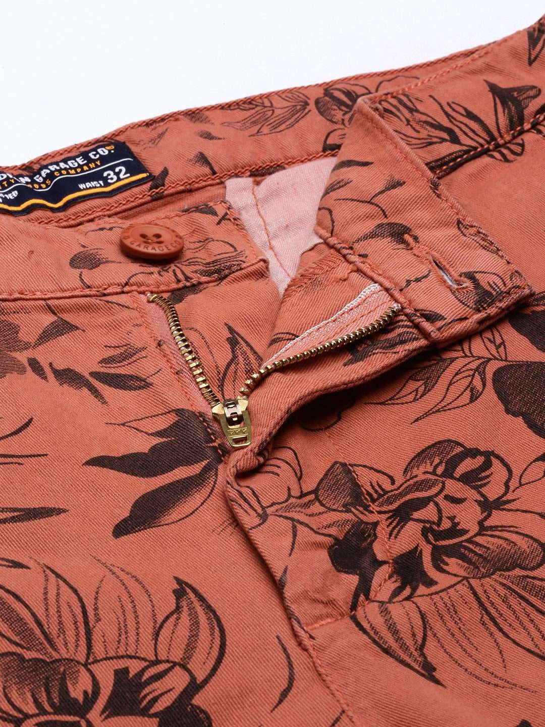 Men's Rust Slim Fit Solid Casual Shorts - Image 6