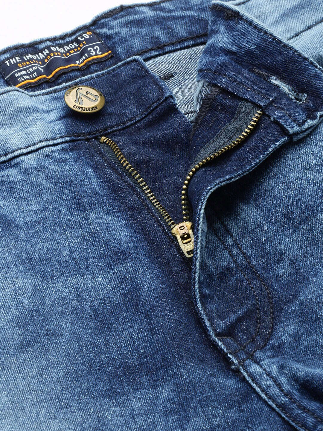 Men's Blue Regular Fit Solid Mid-Rise Stretchable Jeans - Image 4