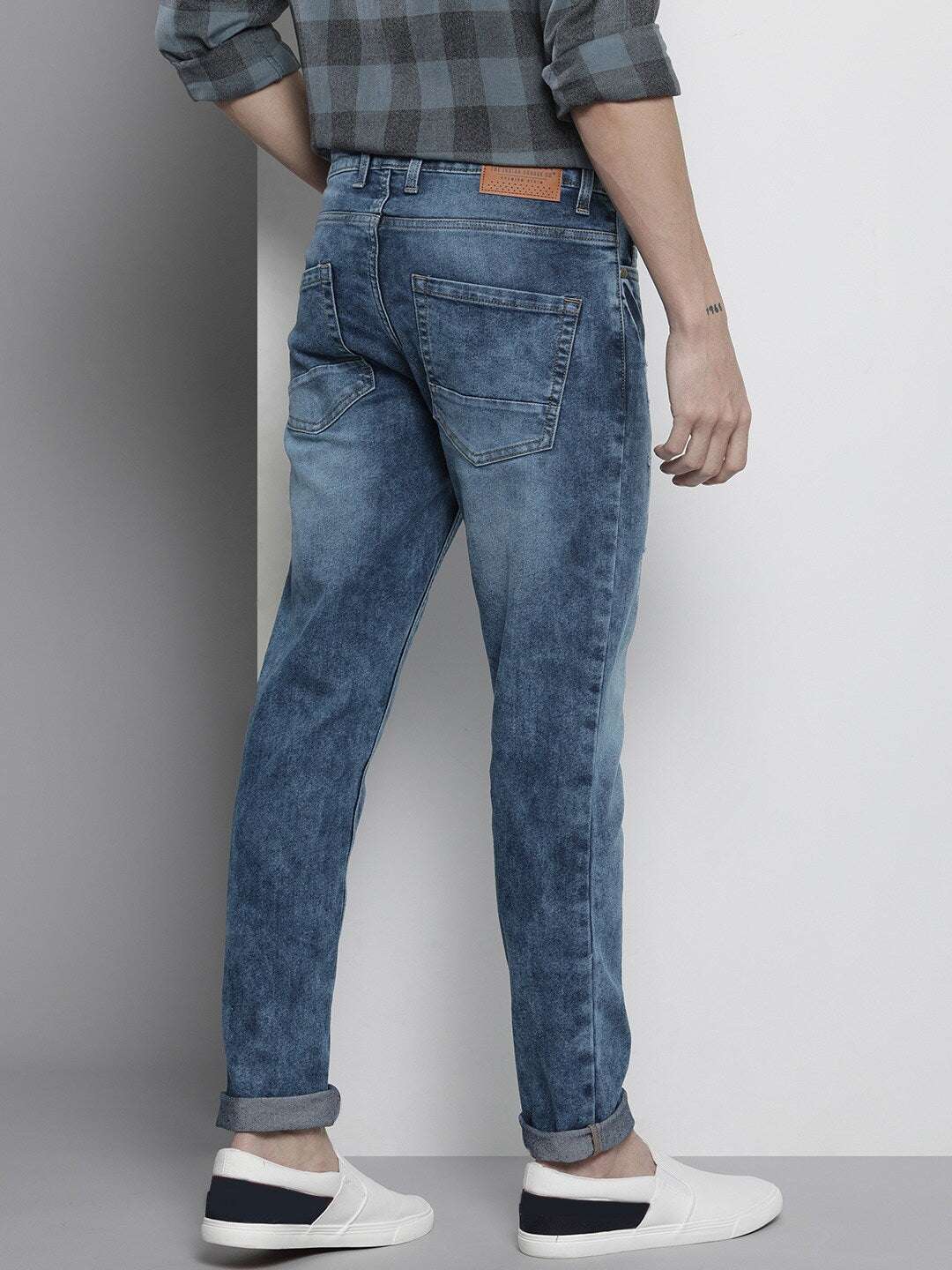Men's Blue Slim Fit Solid Mid-Rise Stretchable Jeans - Image 3