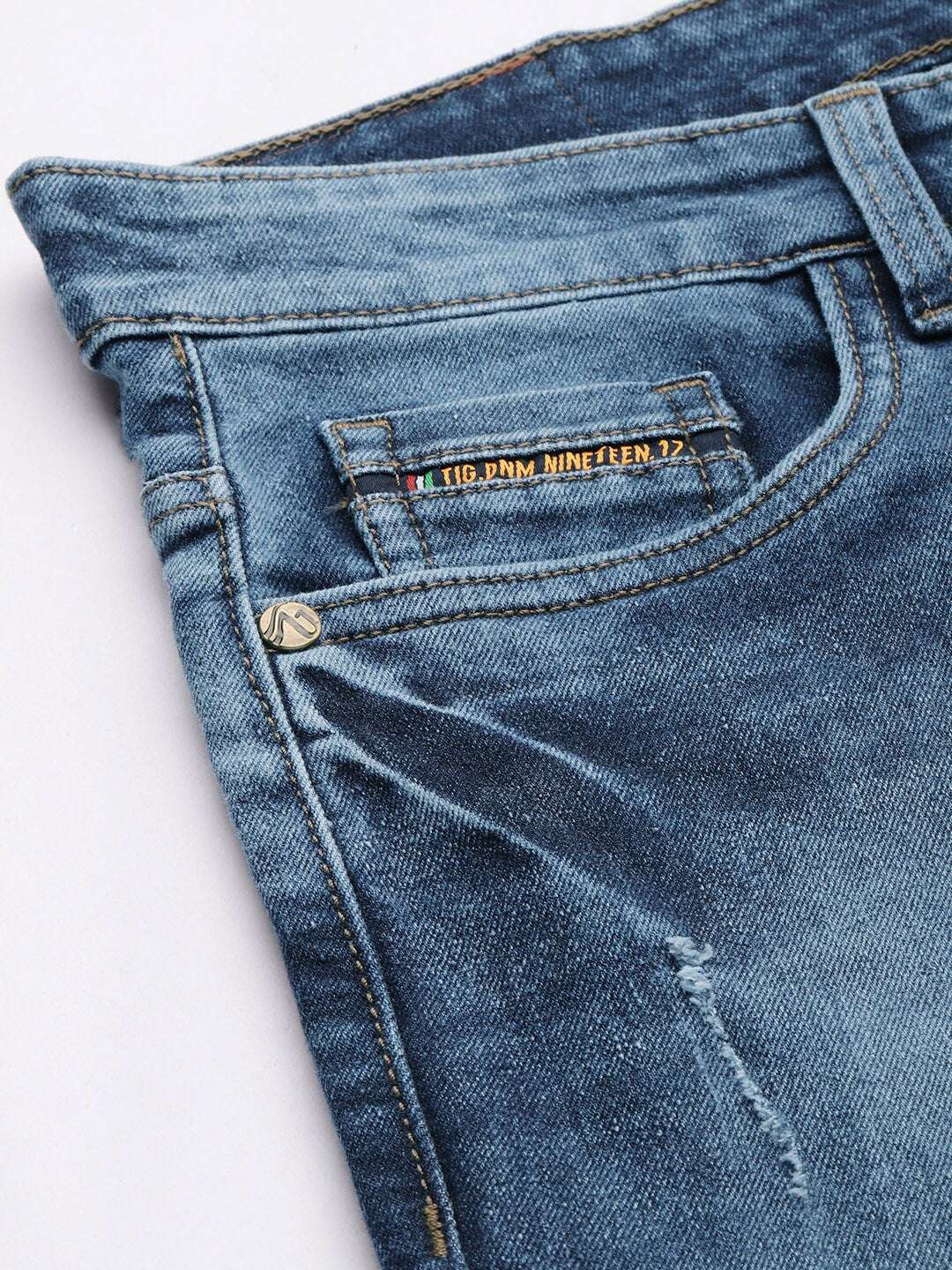 Men's Blue Slim Fit Solid Mid-Rise Stretchable Jeans - Image 6