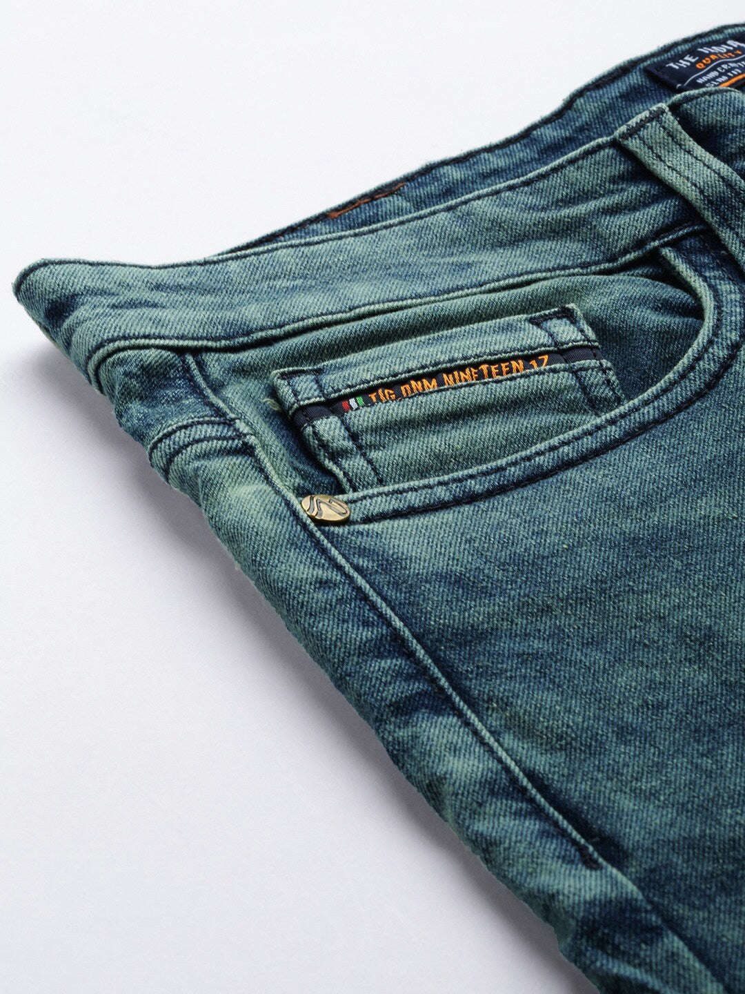 Men's Blue Regular Fit Solid Mid-Rise Stretchable Jeans - Image 5