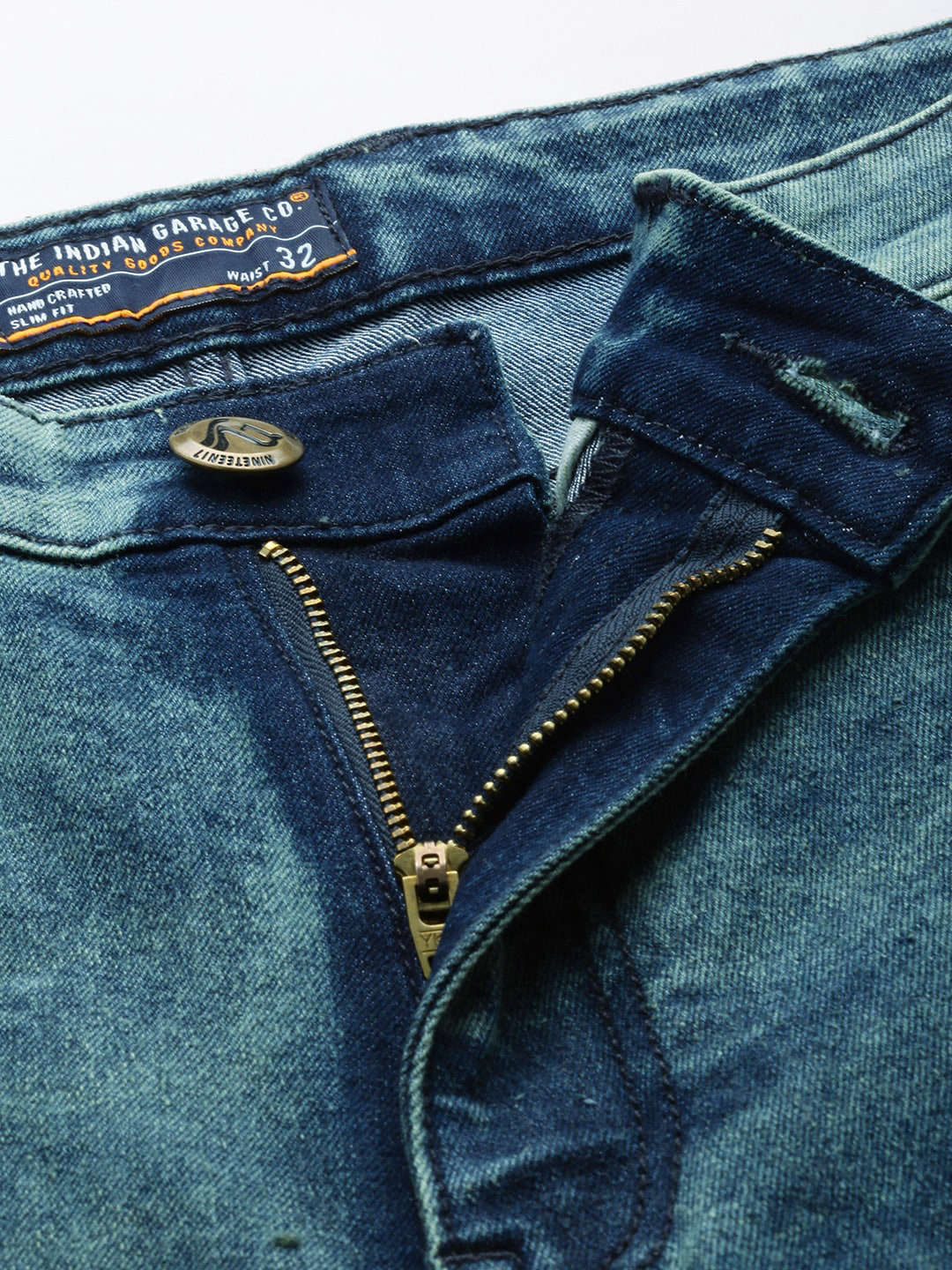 Men's Blue Regular Fit Solid Mid-Rise Stretchable Jeans - Image 6