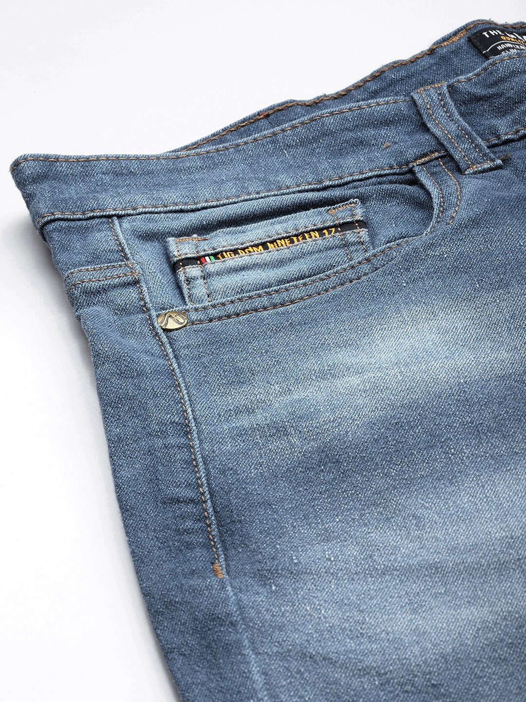 Men's Blue Slim Fit Printed Casual Jeans - Image 6
