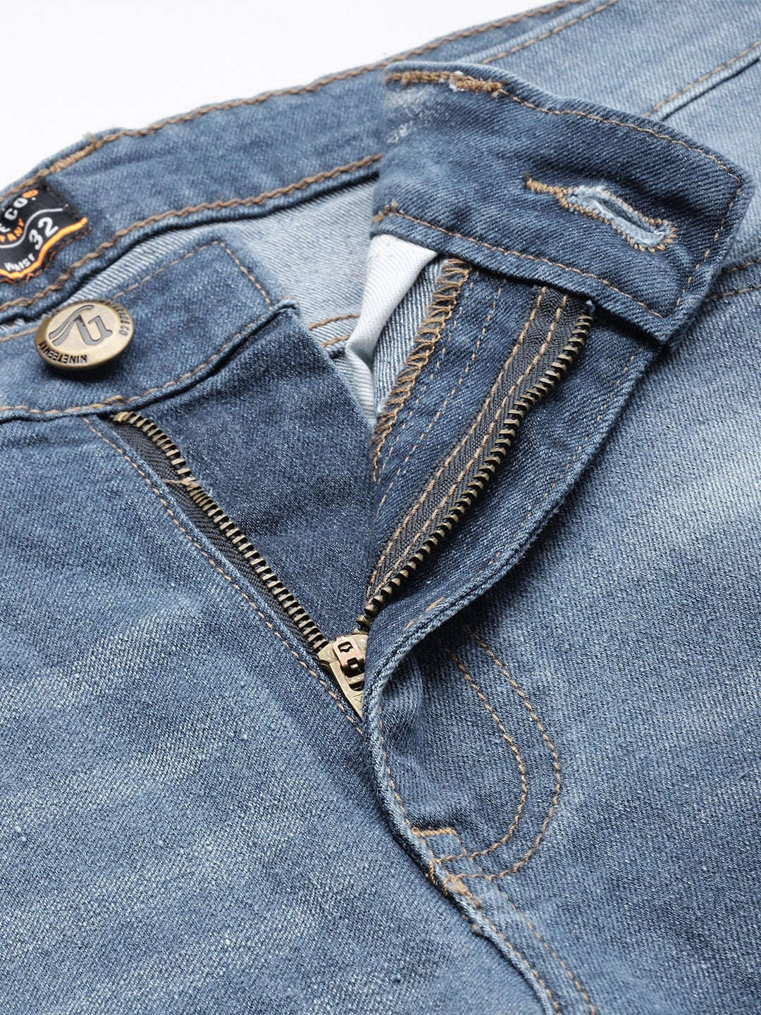 Men's Blue Slim Fit Printed Casual Jeans - Image 7