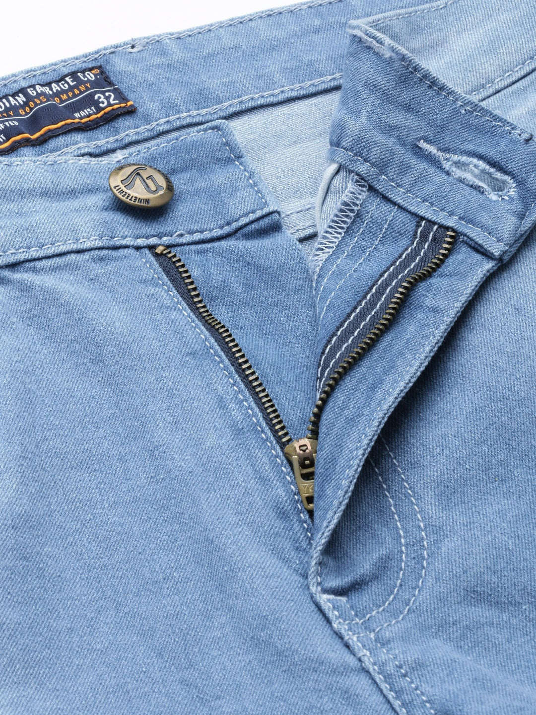 Men's Blue Regular Fit Solid Mid-Rise Stretchable Jeans - Image 4