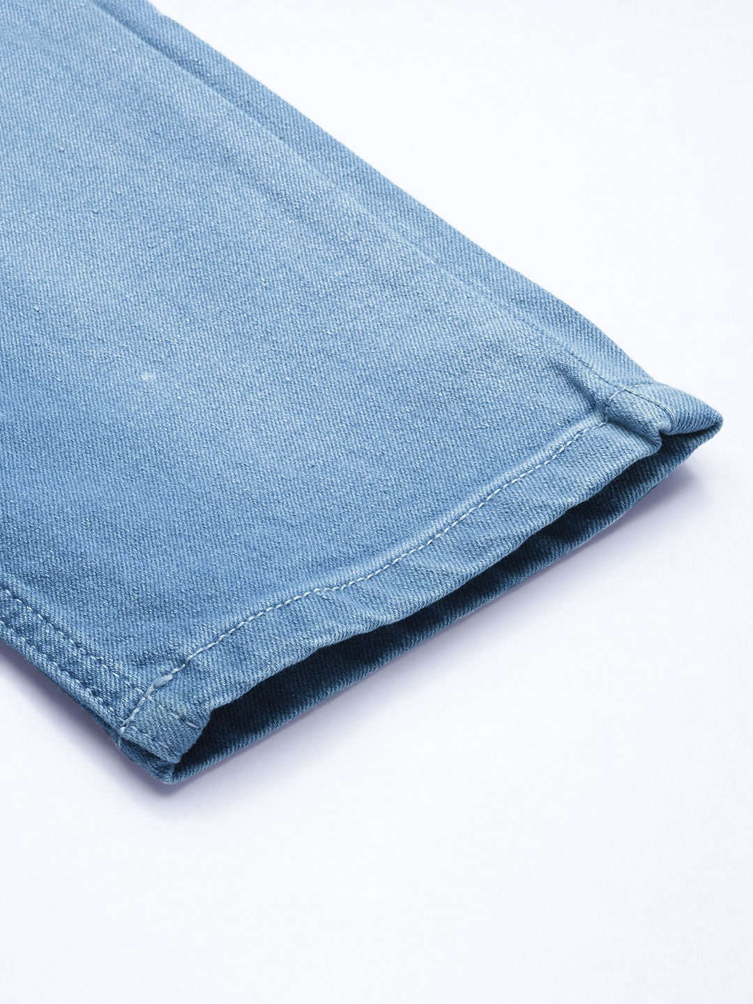 Men's Blue Regular Fit Solid Mid-Rise Stretchable Jeans - Image 7