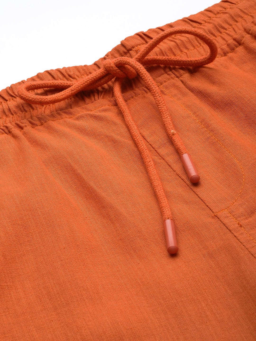 Men's Orange Slim Fit Solid Casual Shorts - Image 5