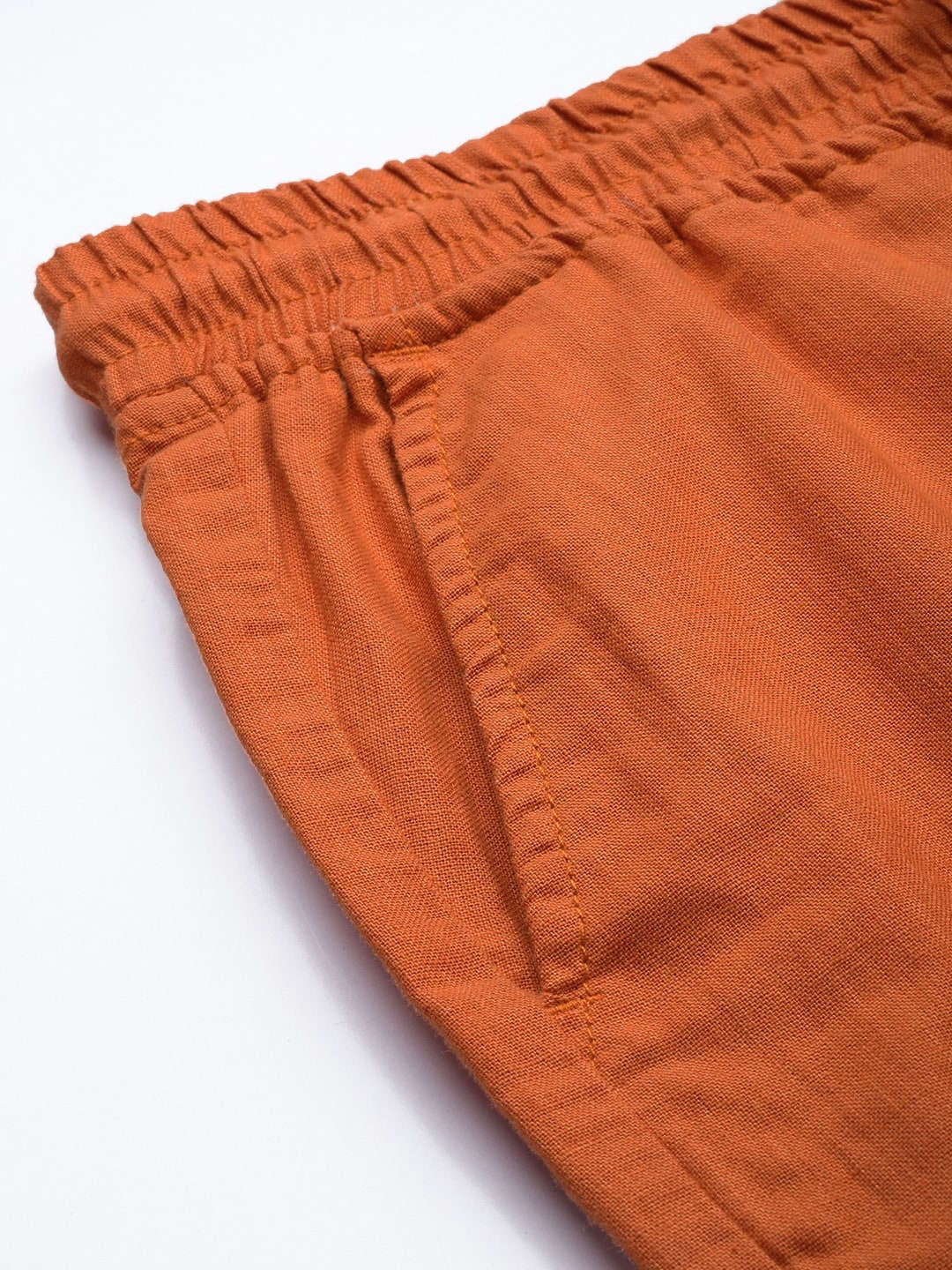 Men's Orange Slim Fit Solid Casual Shorts - Image 7