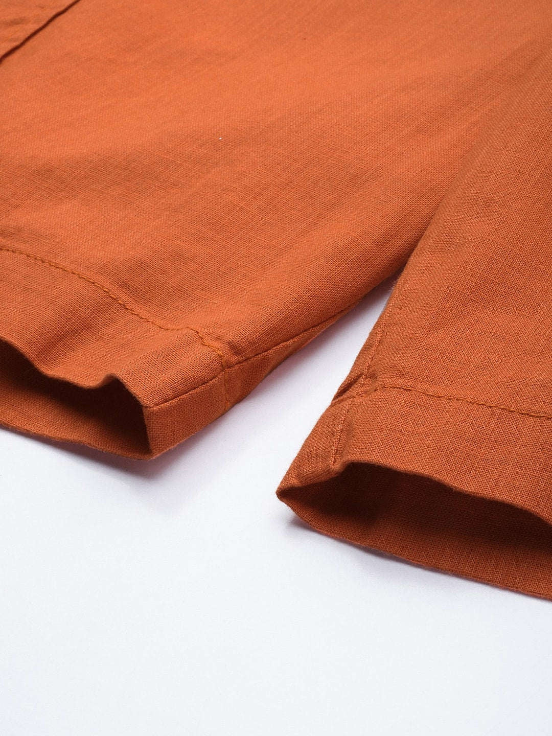 Men's Orange Slim Fit Solid Casual Shorts - Image 8