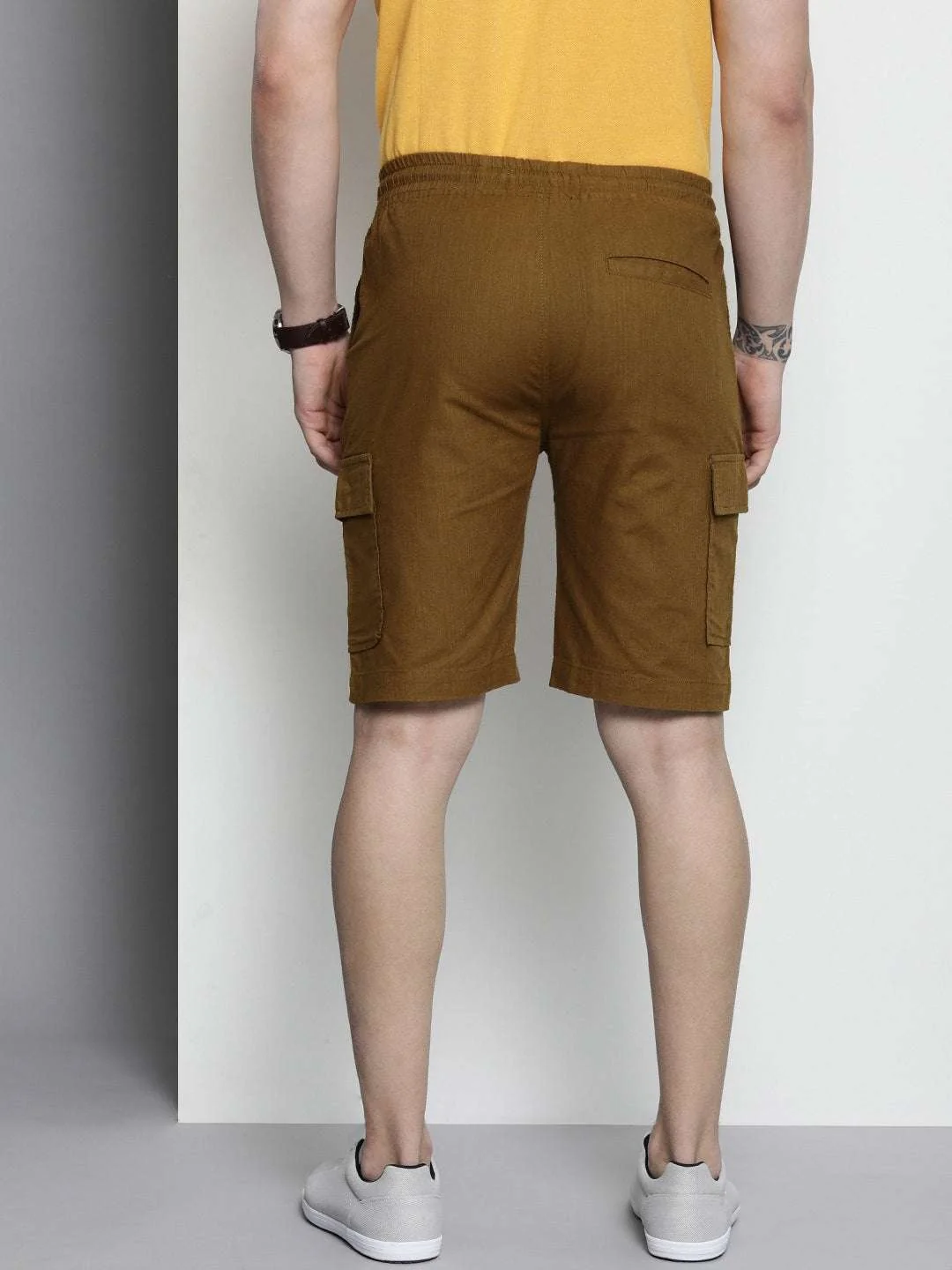Men's Brown Slim Fit Solid Casual Shorts - Image 4