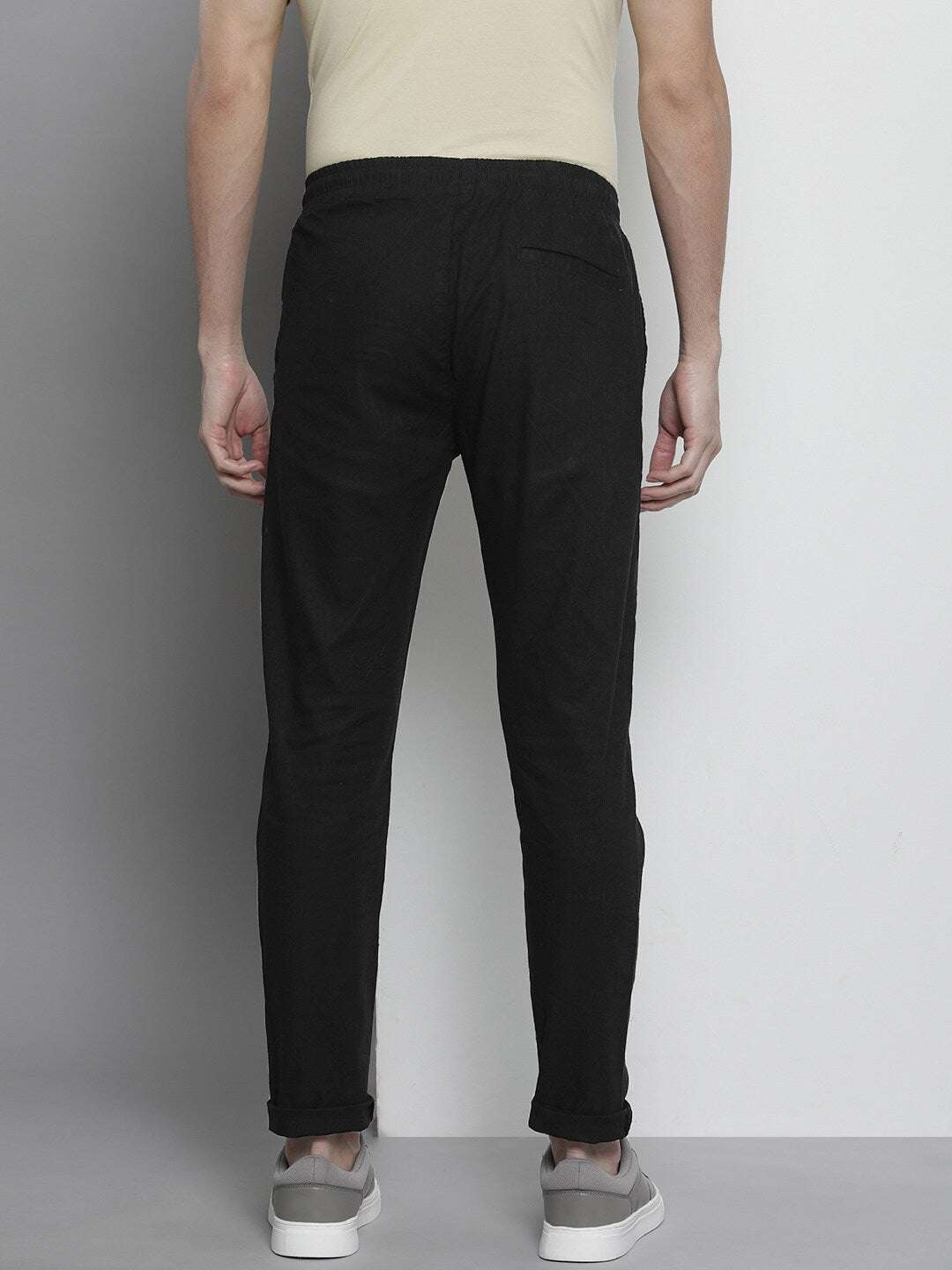 Men's Black Linen Jogger Trouser - Image 3