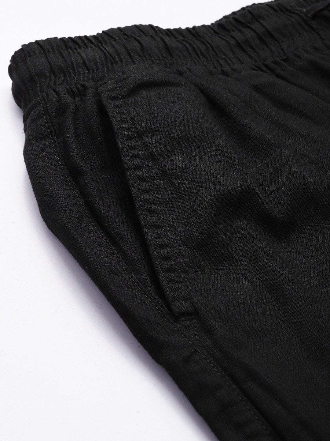 Men's Black Linen Jogger Trouser - Image 4