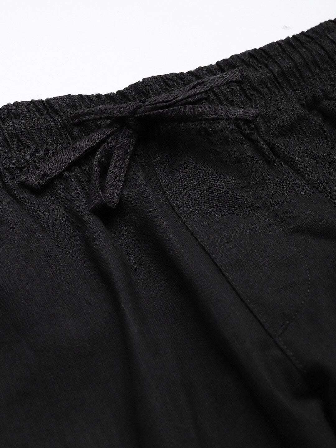 Men's Black Linen Jogger Trouser - Image 6