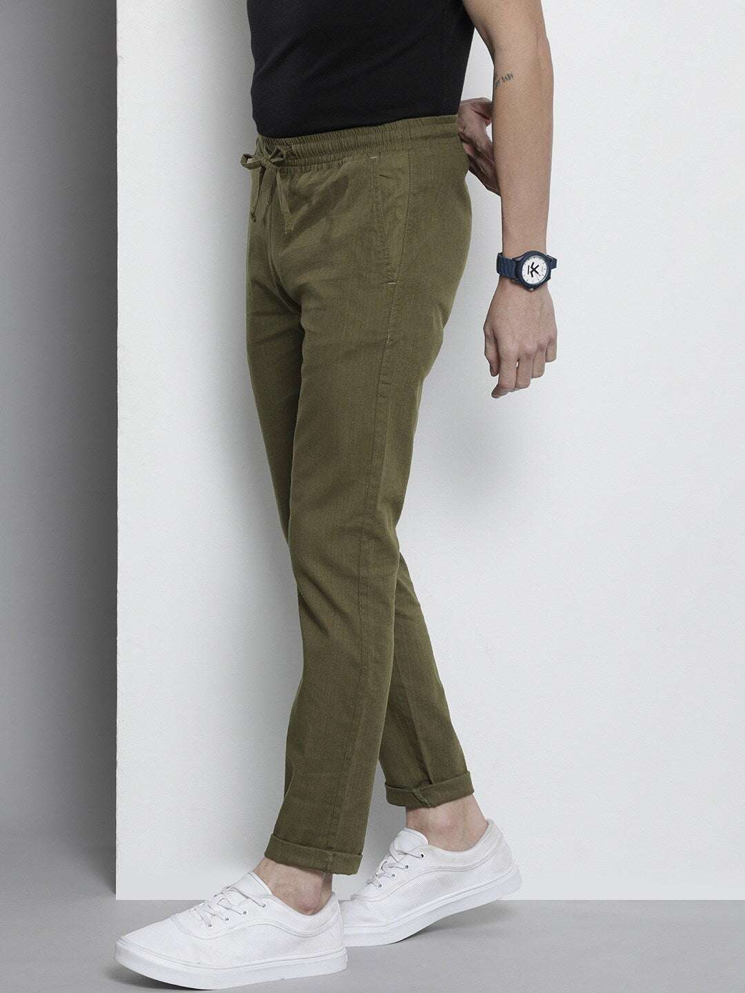 Men's Green Linen Jogger Trouser - Image 2