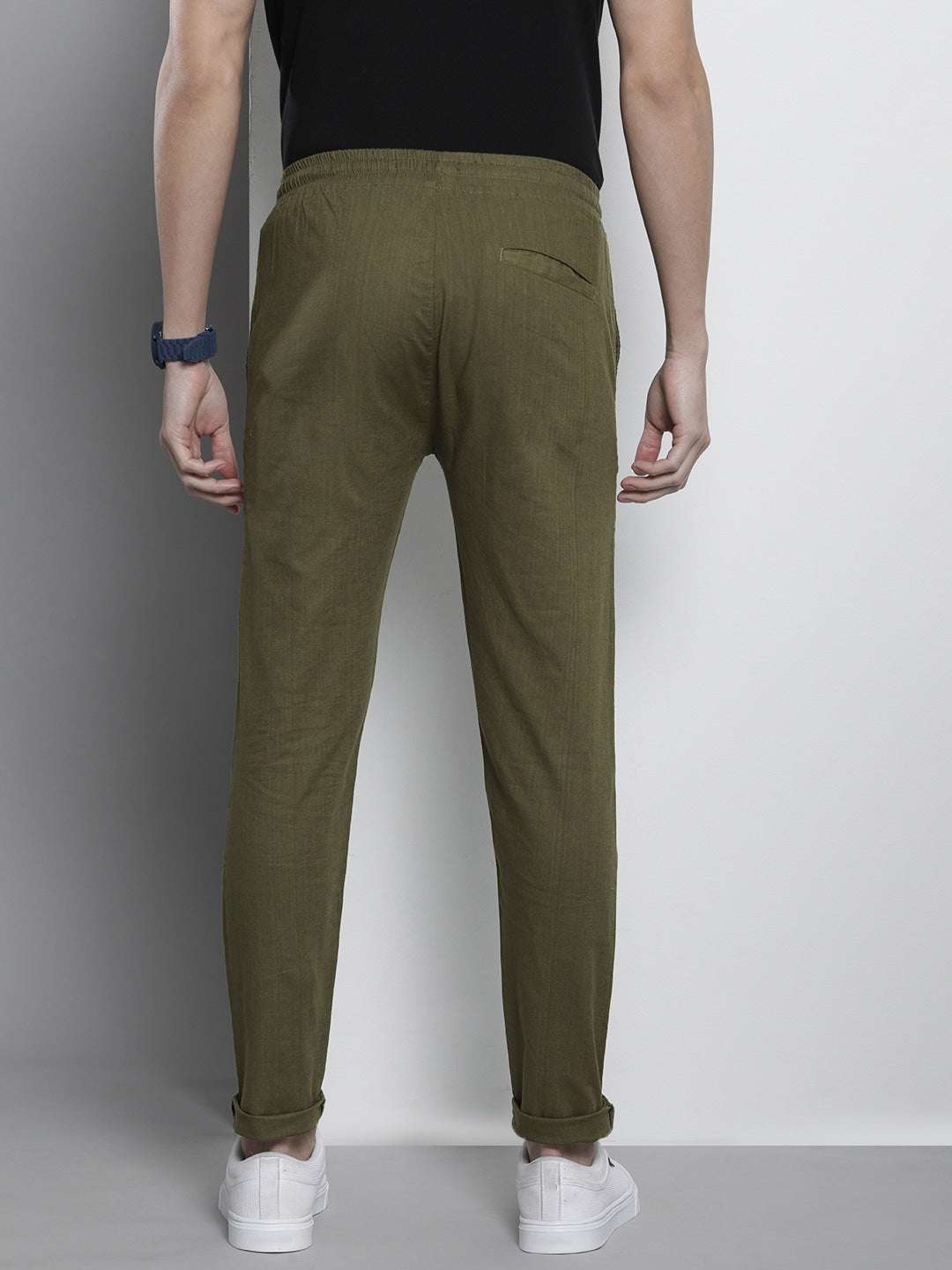 Men's Green Linen Jogger Trouser - Image 3