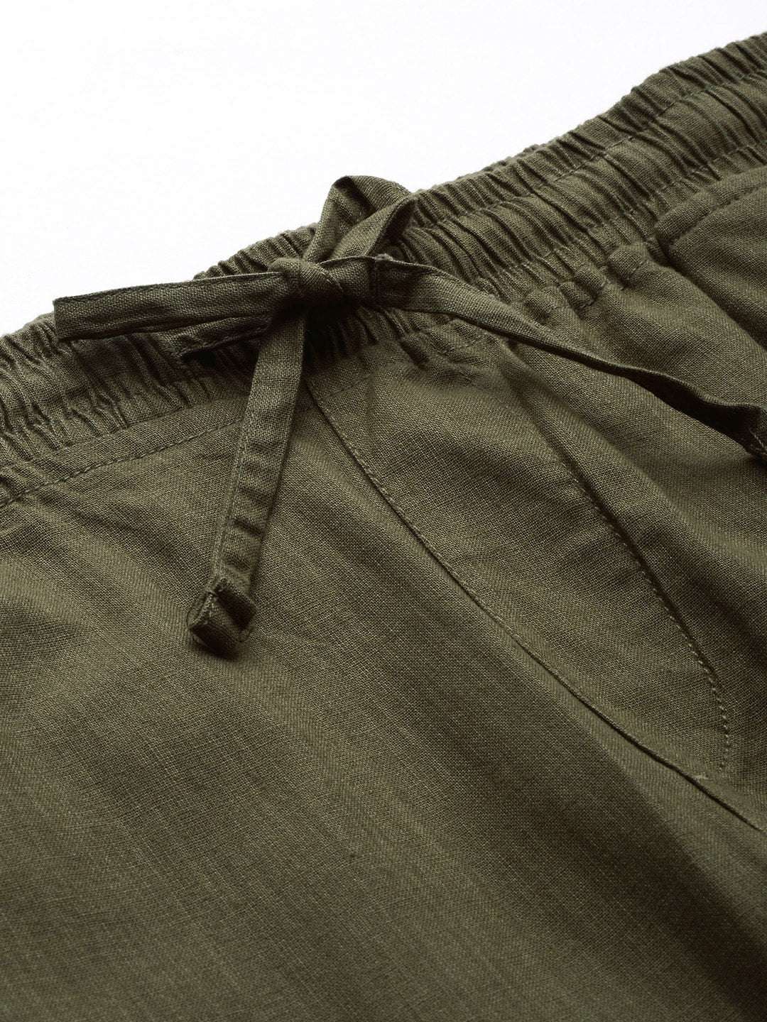 Men's Green Linen Jogger Trouser - Image 4