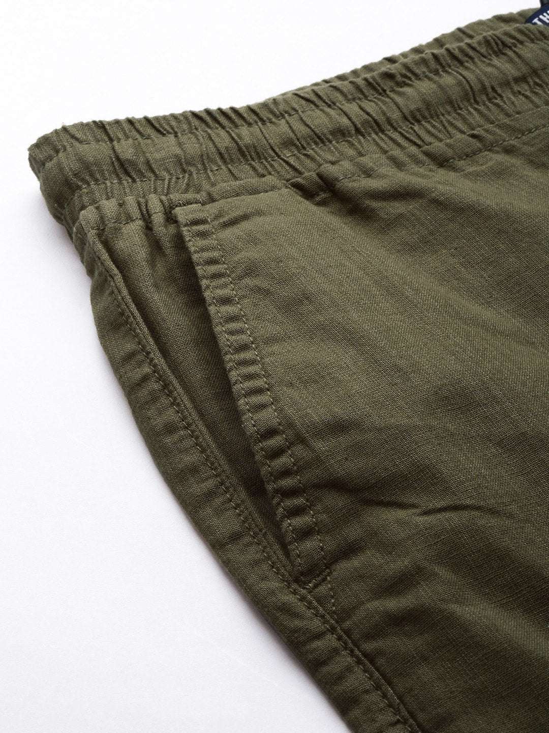 Men's Green Linen Jogger Trouser - Image 6