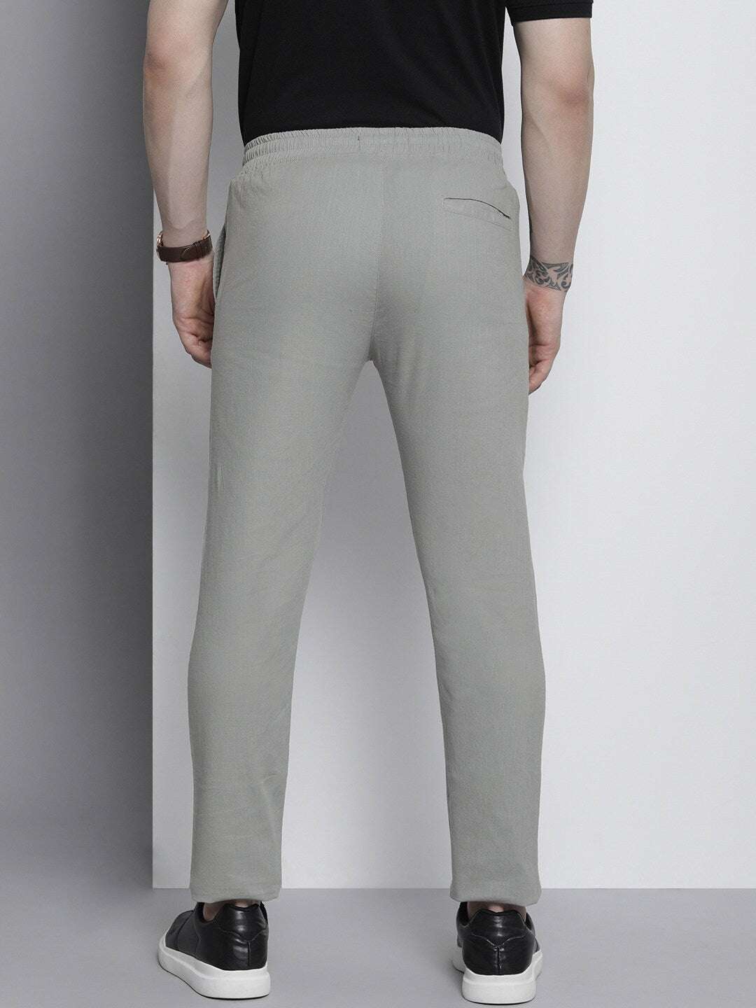 Men's Grey Linen Jogger Trouser - Image 3