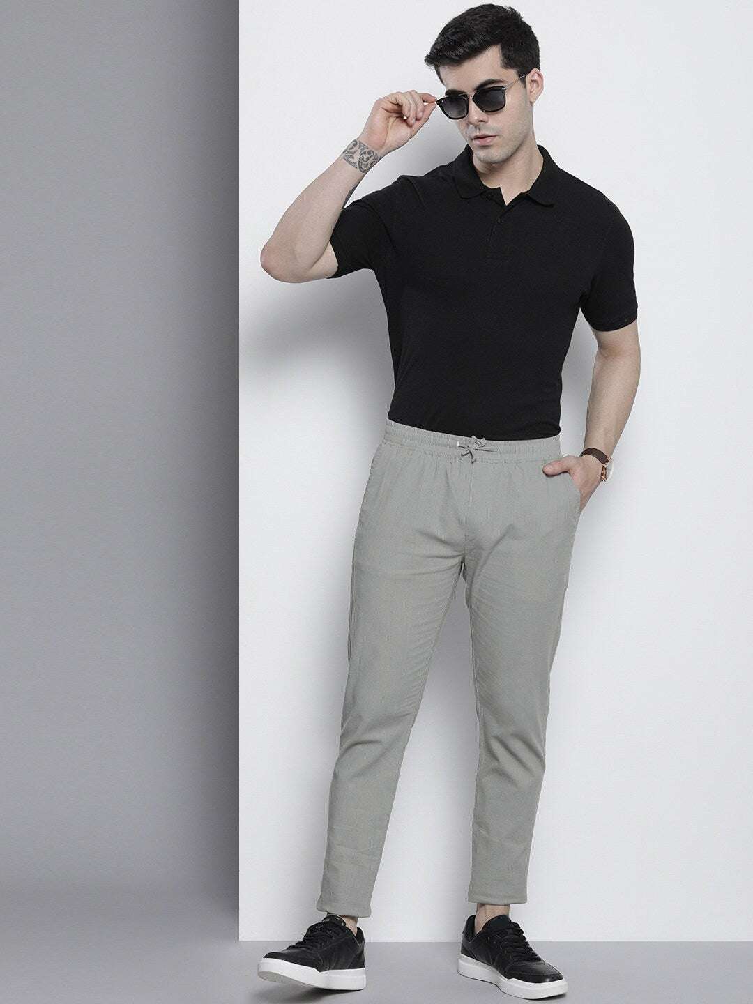 Men's Grey Linen Jogger Trouser - Image 5