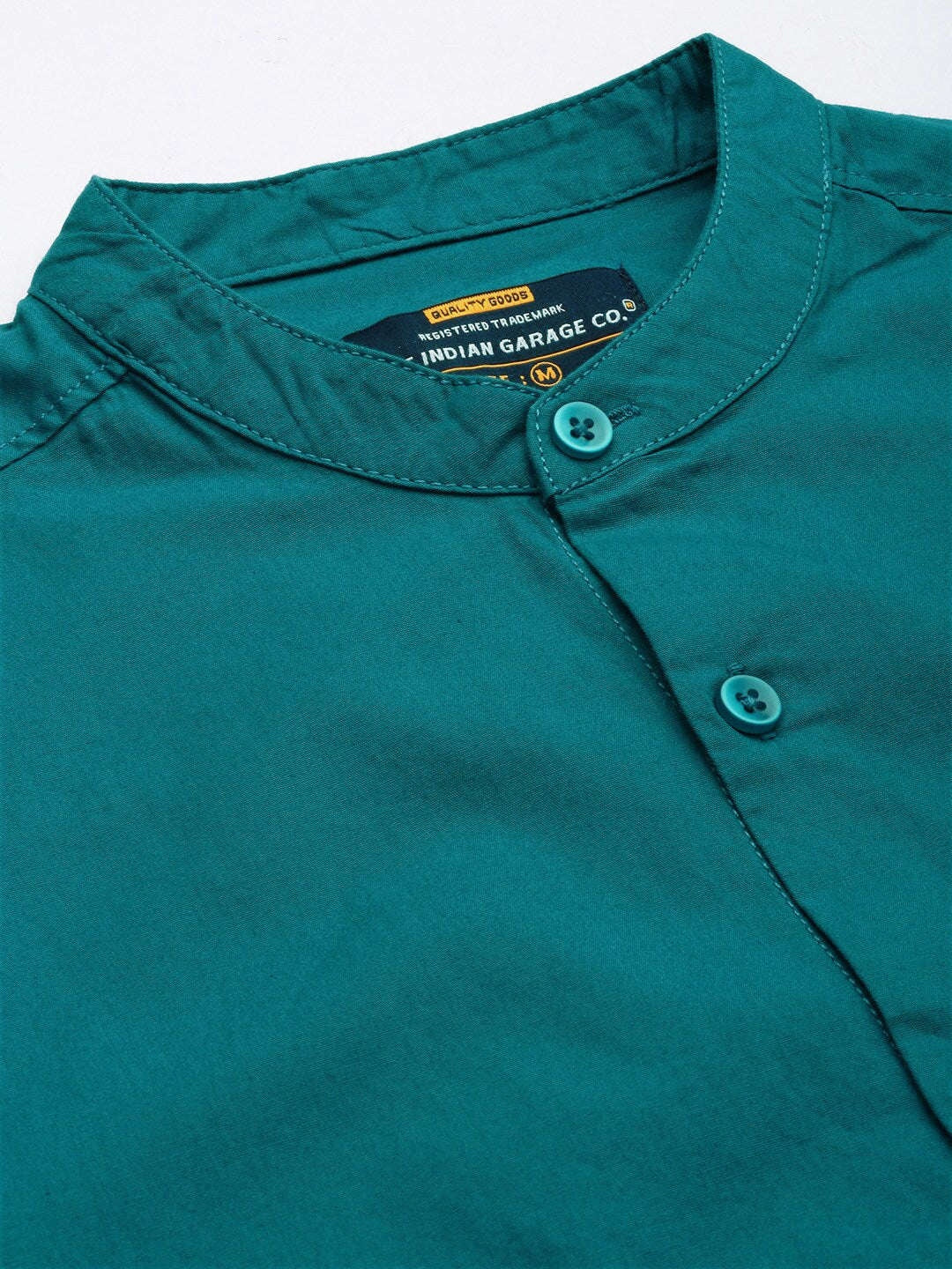 Men's Green Regular Fit Solid Casual Shirt - Image 7
