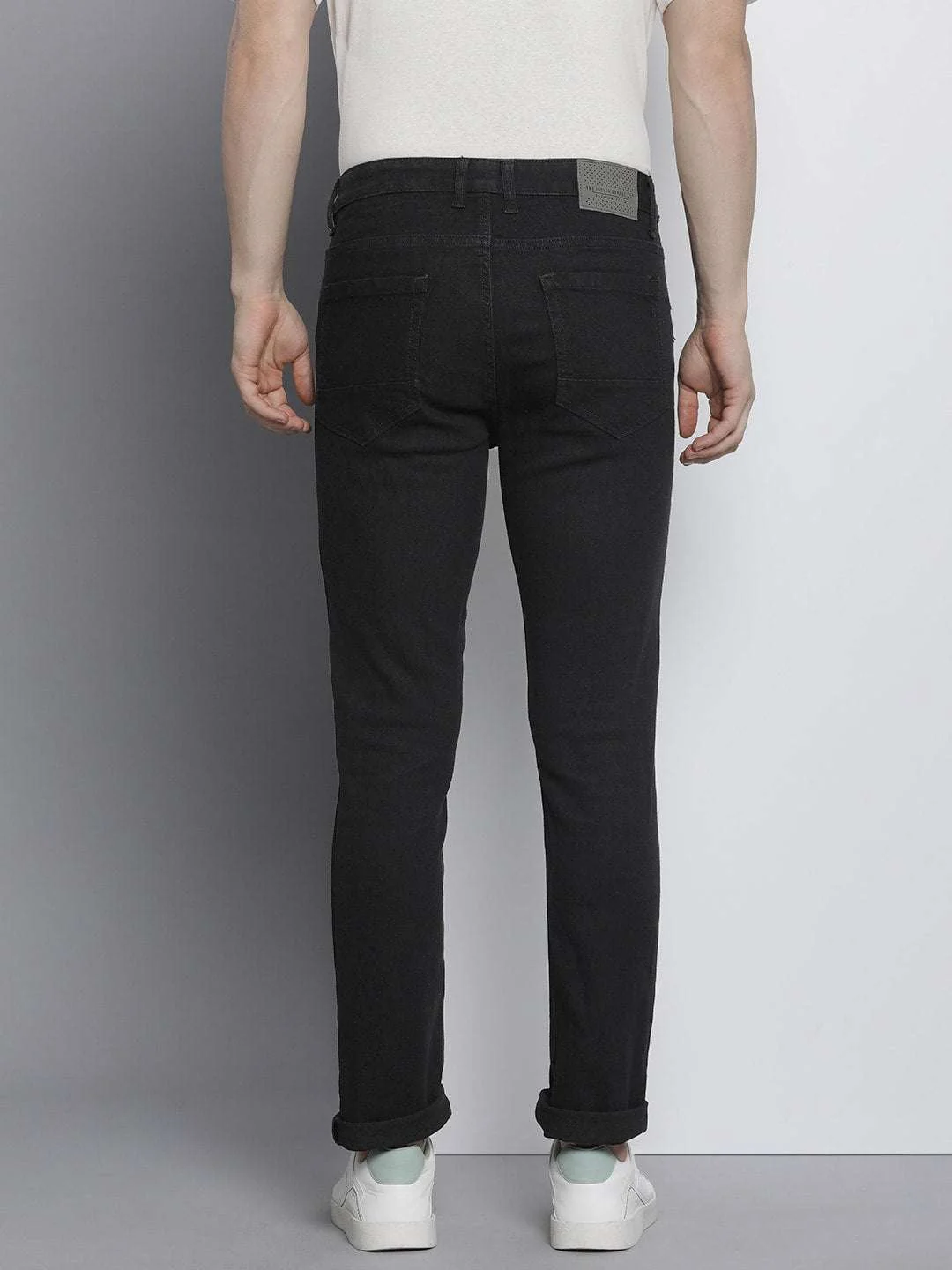 Men's Black Slim Straight Fit Solid Casual Jeans - Image 4
