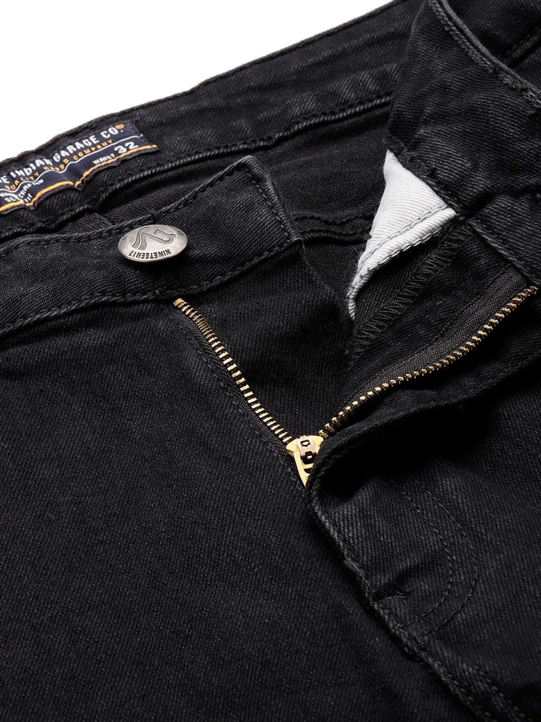 Men's Black Slim Straight Fit Solid Casual Jeans - Image 5