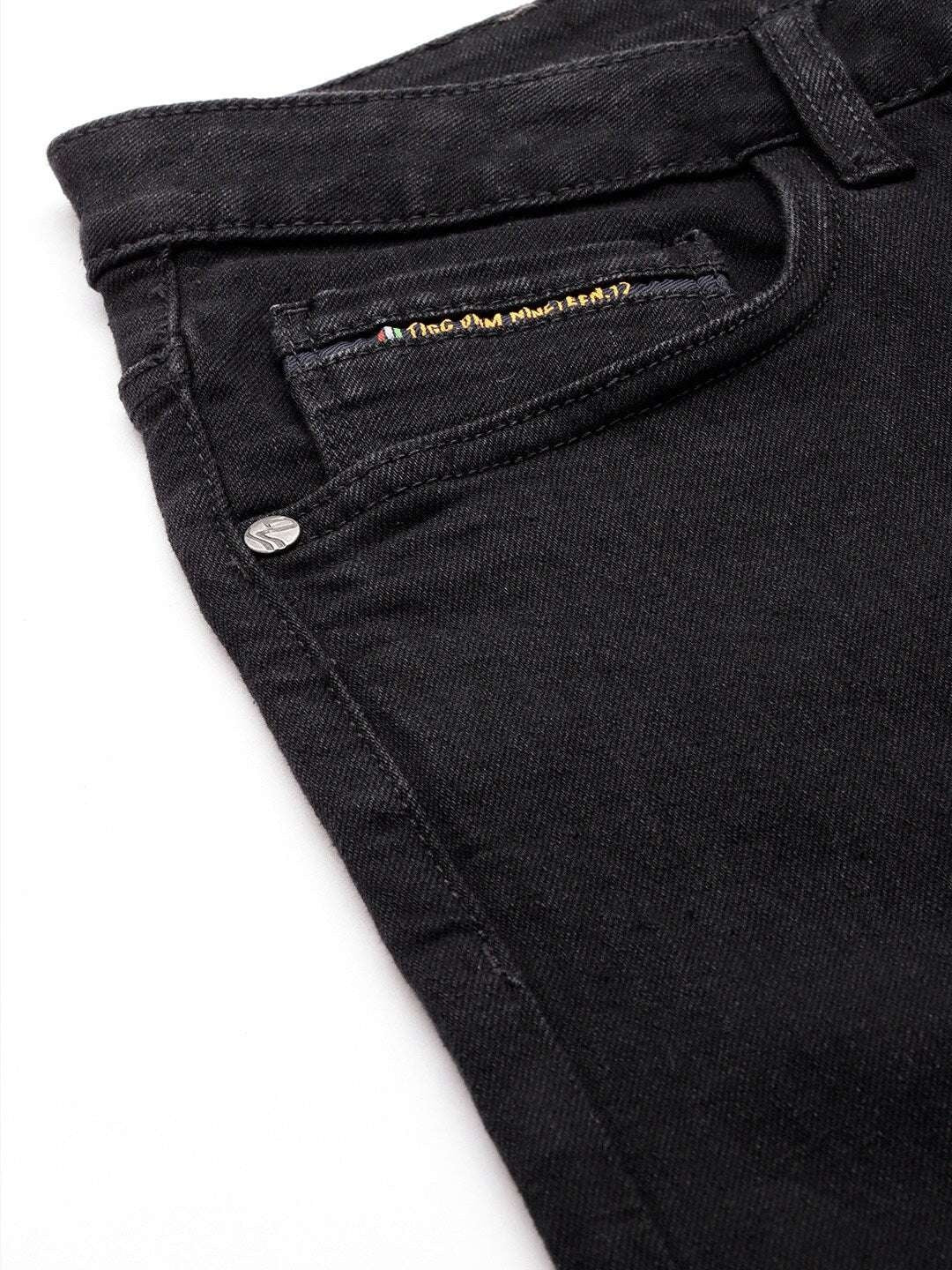 Men's Black Slim Straight Fit Solid Casual Jeans - Image 7