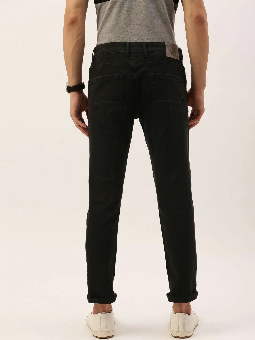 Men's Black Slim Fit Solid Casual Jeans - Image 3