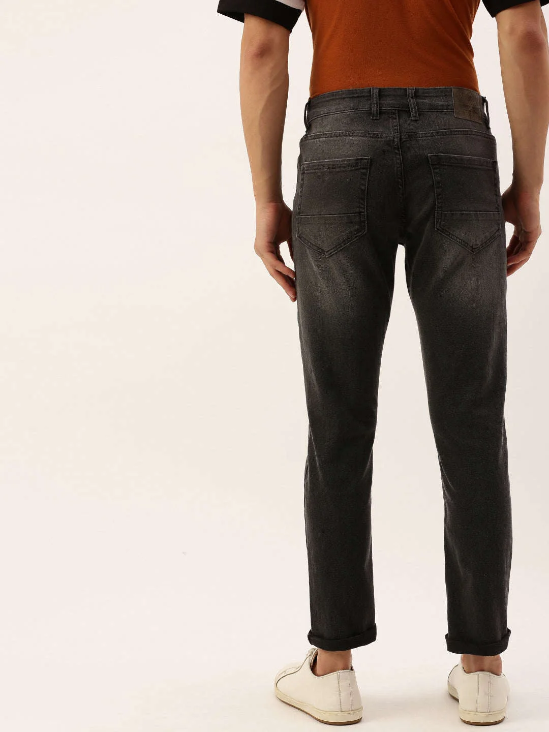 Men's Grey Slim Fit Solid Casual Jeans - Image 3